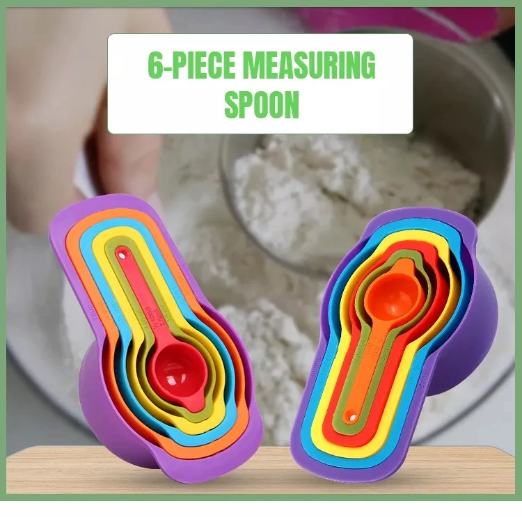DIY Colored Plastic 6-piece Rainbow Measuring Cup and Spoon Set Combination  with Scale Measuring Spoon Baking Tool - AliExpress