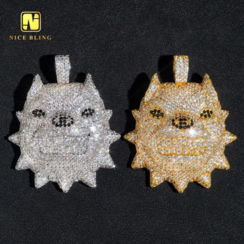 Wholesale fashion jewelry hip hop  men pitbull dog pendants gold plated brass zircon dog pendants with necklace