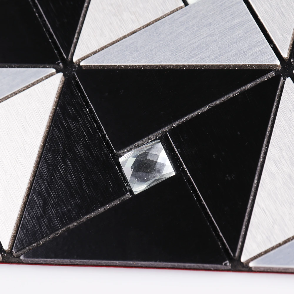 Home Decoration square Triangle Windmill Shape Glass Diamond Silver Black Peel and Stick Mosaic