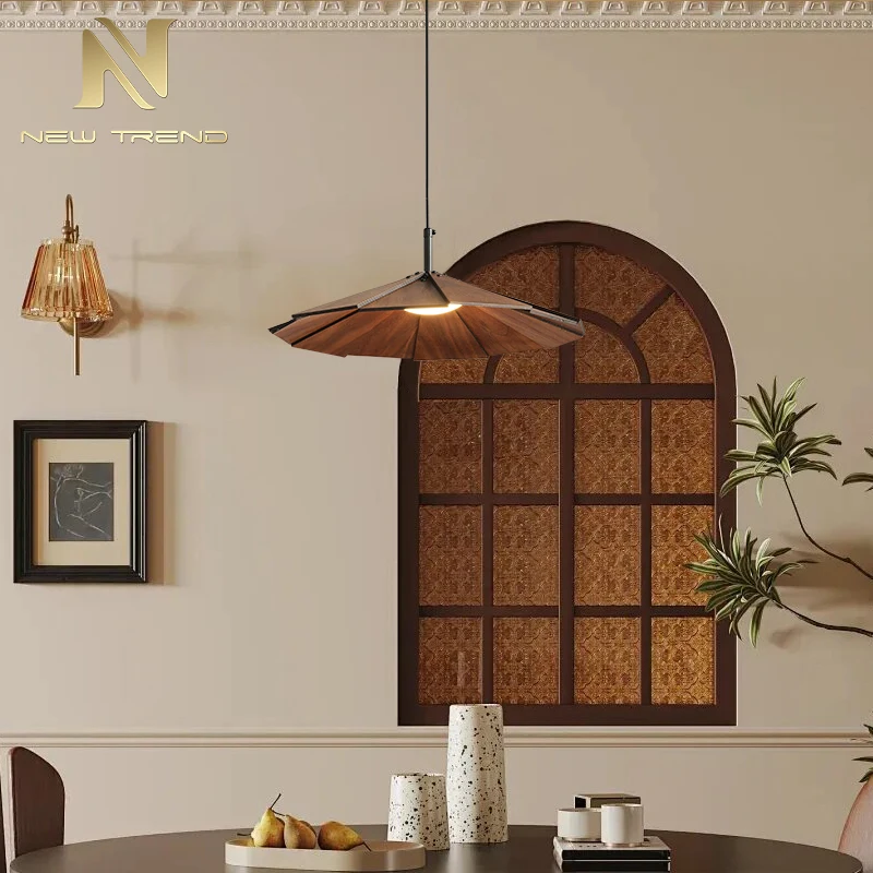 CPL-438 Rustic Farmhouse Wood Beam Chandelier – Vintage Seeded Glass Pendant Light for Dining Room