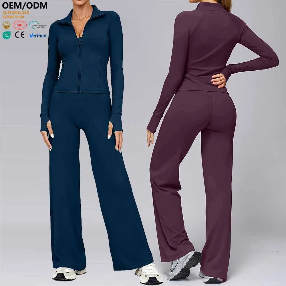 XW-AJK8002+ACK8002 Workout Outfit Loose Fit Tracksuit Zip up Yoga