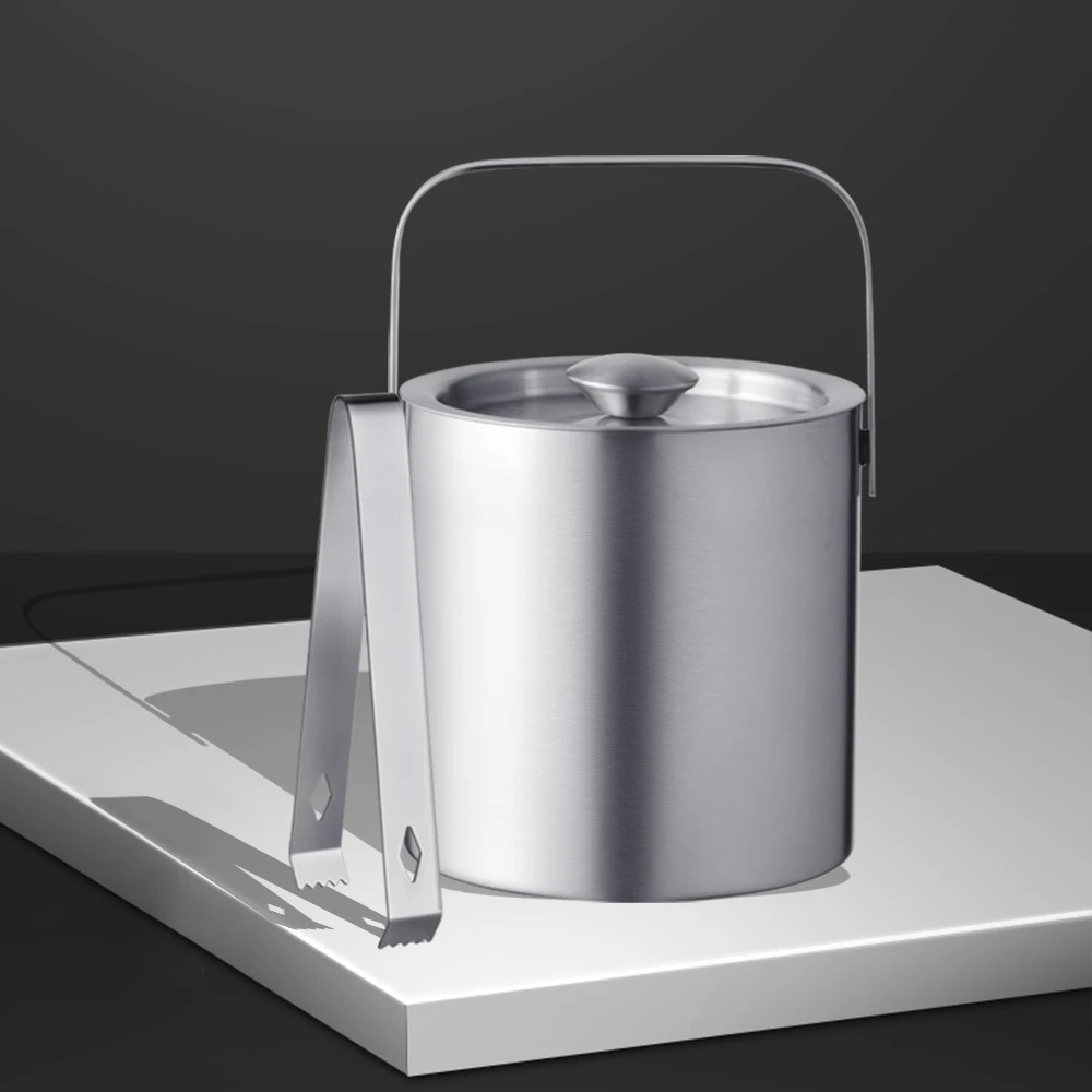 Creation Factory Customized New Product Price Double Wall Stainless Steel 10L Ice Bucket Black Tub with Lid