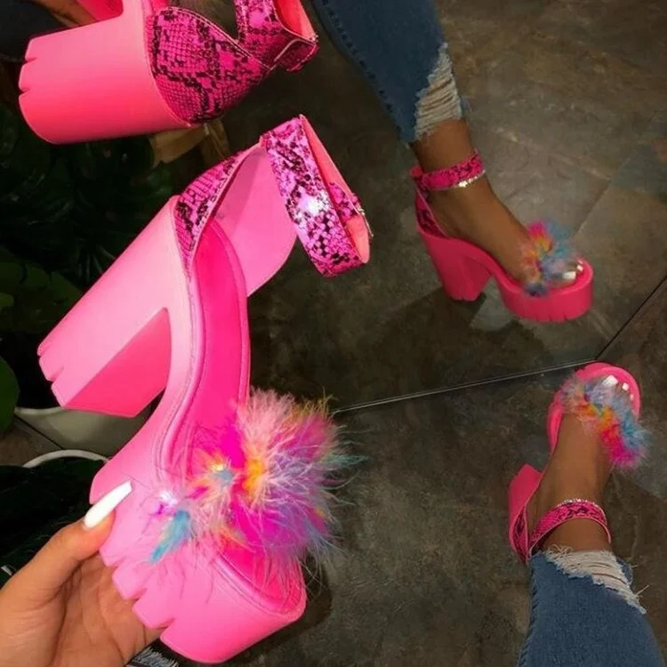 Zapatos De Tacón Grueso Con Plataforma De Goma Para Mujer,Sandalias De Tacón  Muy Alto - Buy De Piel De Las Mujeres De Tacón Alto De La Plataforma De  Ocio Al Aire Libre
