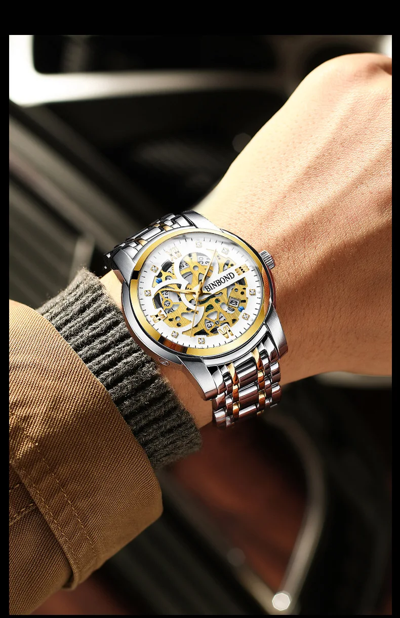 Binbond 6656 Popular Men's Quartz Watches 3ATM Waterproof Week Auto Date High Quality Watch Fashion Luminous Hands Wristwatches
