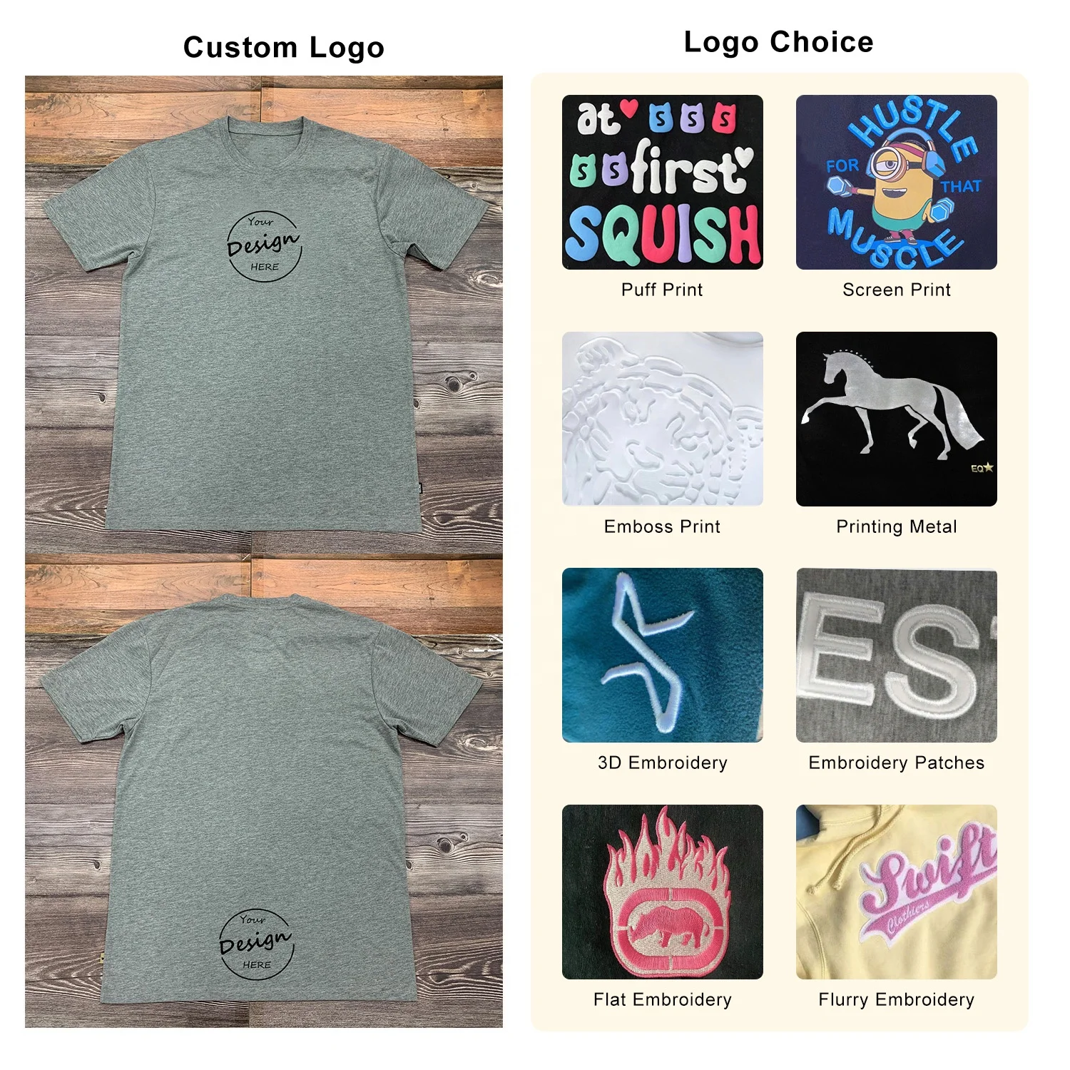 JL1226D High Quality Label Tee Heavy Weight Tshirts Cotton Polyester Men Tshirt Thick Screen Print Blank T Shirts