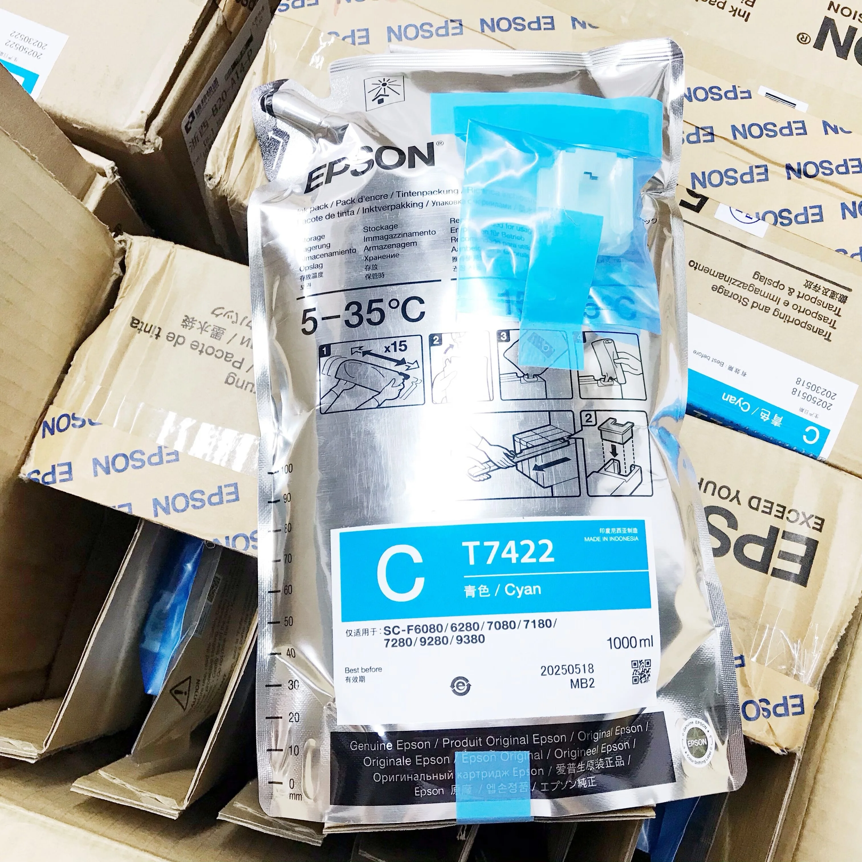 Lot De 4 Encres De Sublimation Pour Imprimantes Epson SColor F6080, F6280, F7080, F7180, F7280, F9280