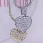 Custom Memory Picture Pendant Necklace Full Diamond Bling Hip Hop Jewelry Iced Out Locket Heart Photo Pendant Necklace