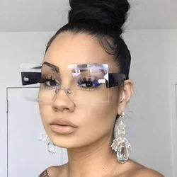 DOISYER 2021 New Trendy Clear Big Frame One Piece Rimless Online Summer Women Sunglasses Square With Candy Color Lens