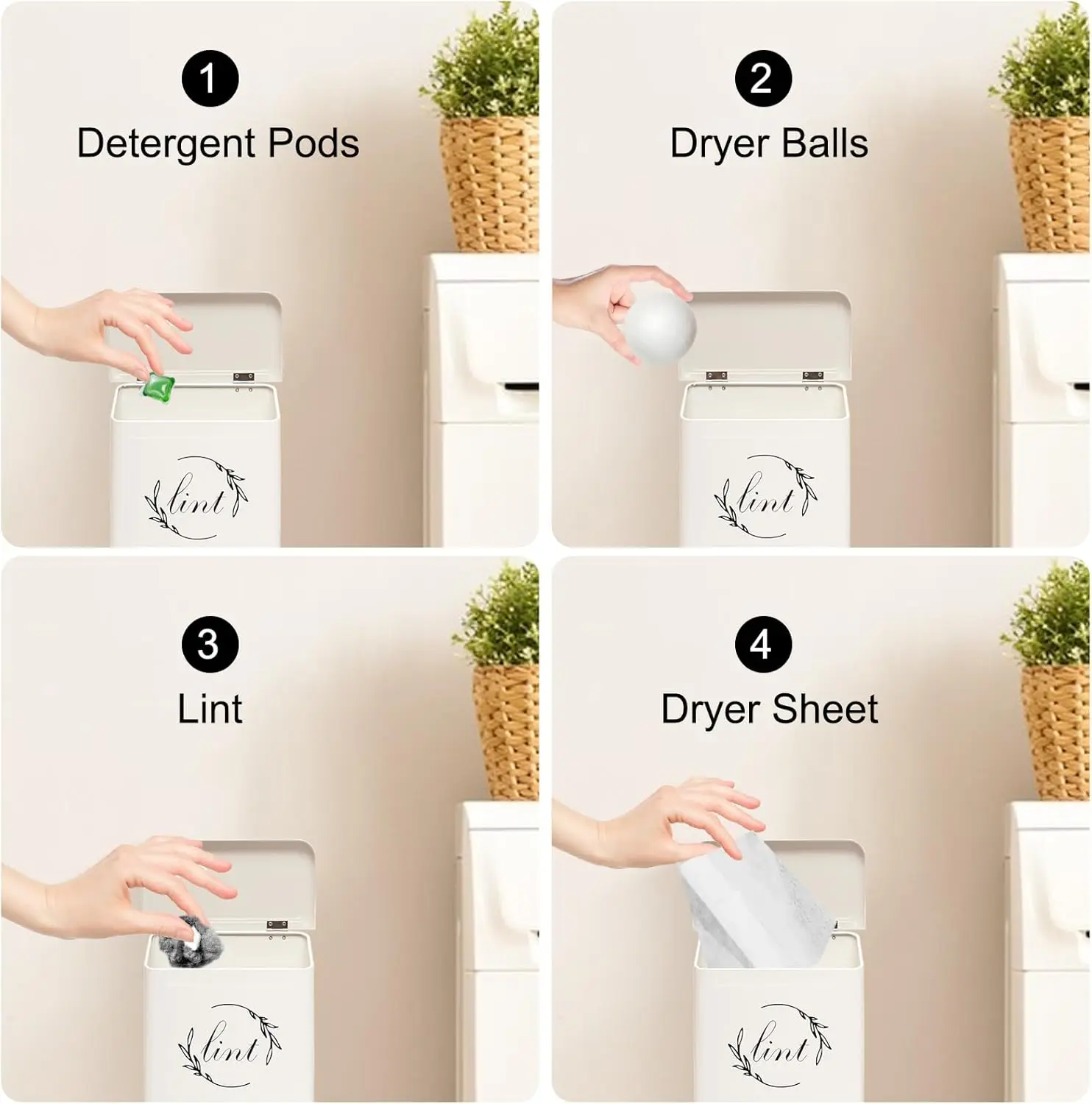 Sample Fashion Home Storage Laundry Detergent Pods Buckets White Metal Magnetic Laundry Lint Bin