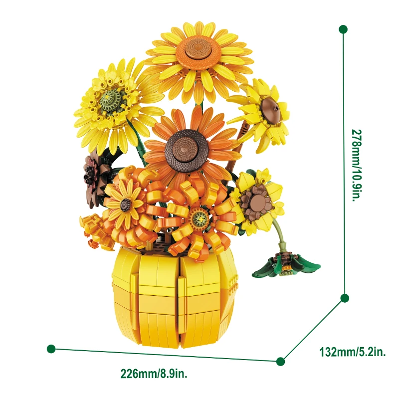 Free Tribe 11002 Potted Sunflower Building Blocks - 1009pcs