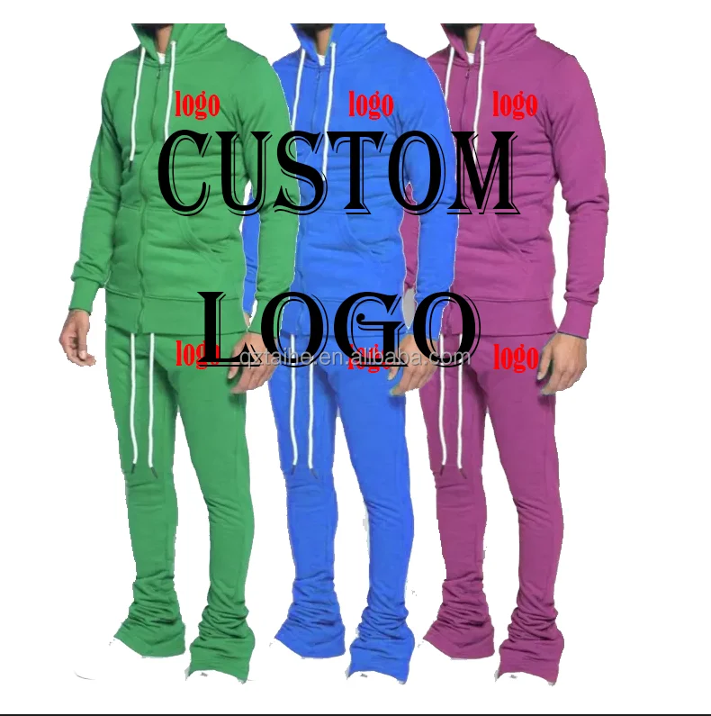 2023 High Quality Stacked Jogging Suits Slim Fit Solid Color Wholesale