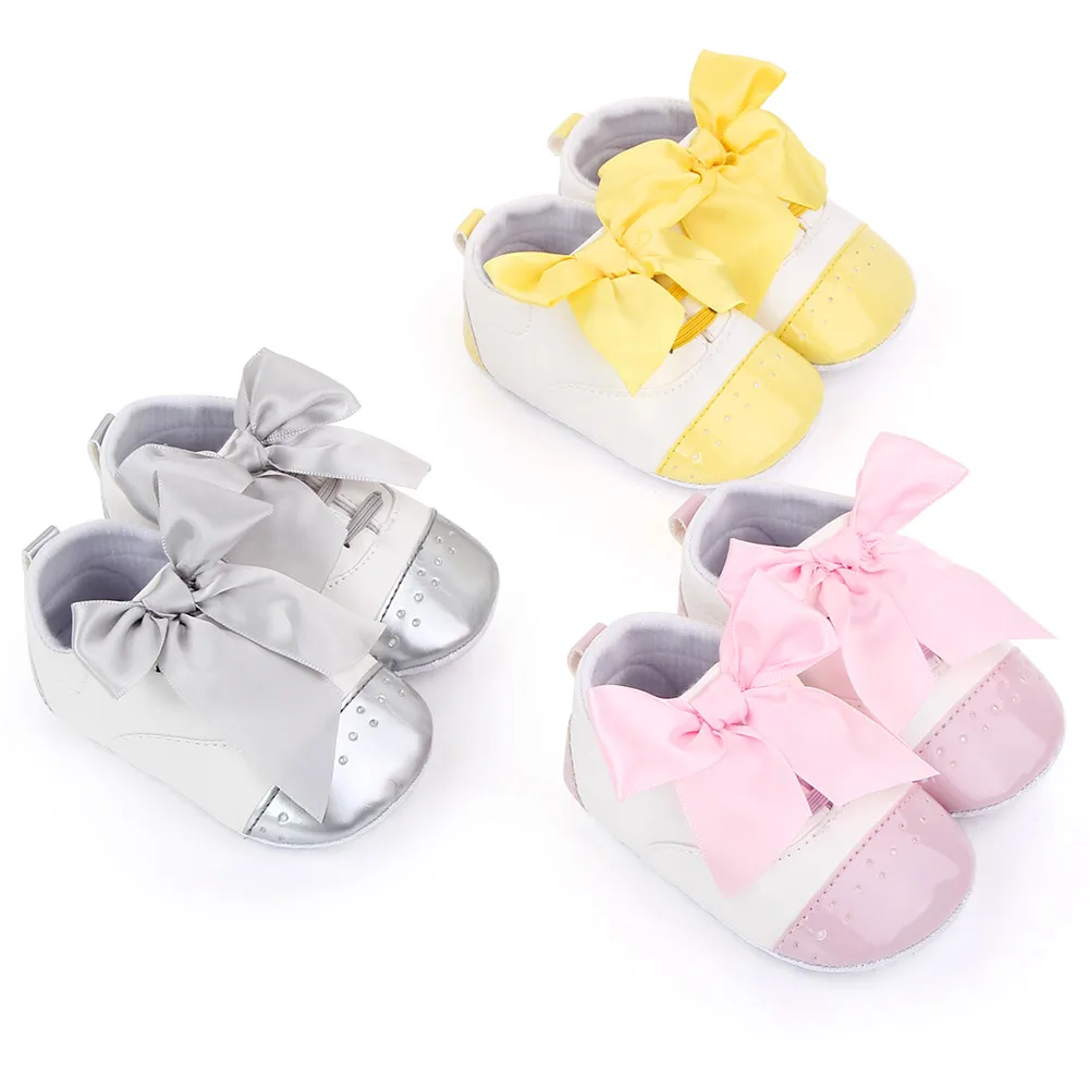 Beautiful Bow Design Baby Dress Shoes Soft Sole Baby Shoes for Baby Girls