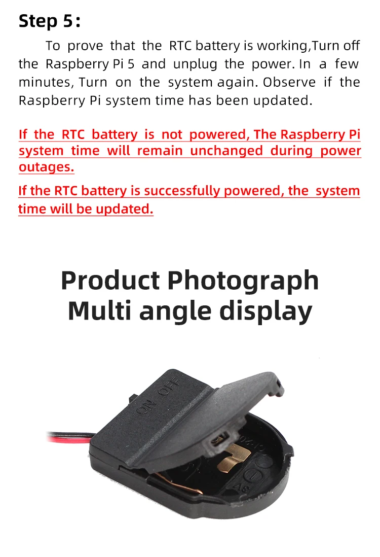 Raspberry Pi 5 Realtime Clock Battery Rtc Battery Powered Jst