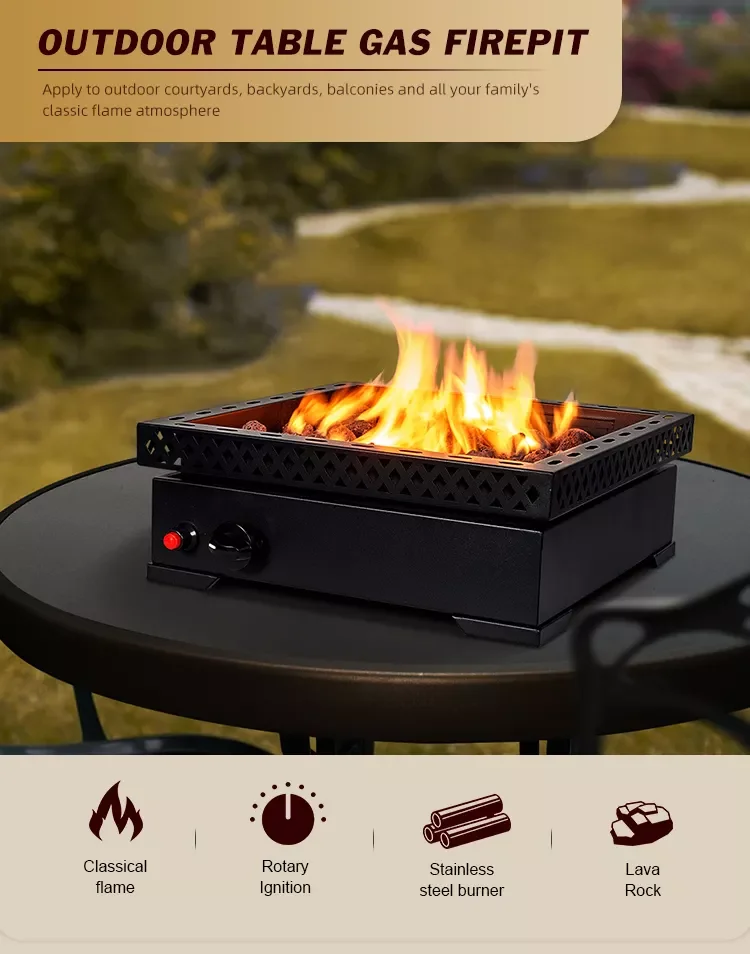Professional China Manufacturer Vertical Square Patio Garden Outdoor Gas Fire Pit