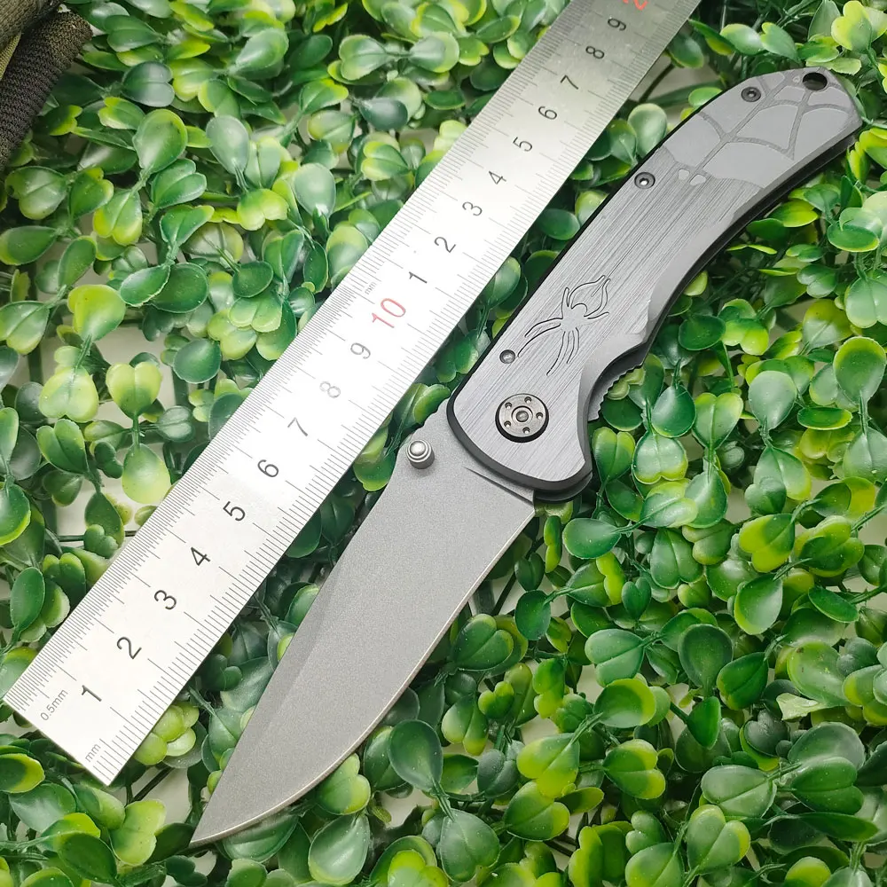 Aluminum Handle Spider Pattern Drop Point Fixed Blade Hunting Survival Tactical Knife