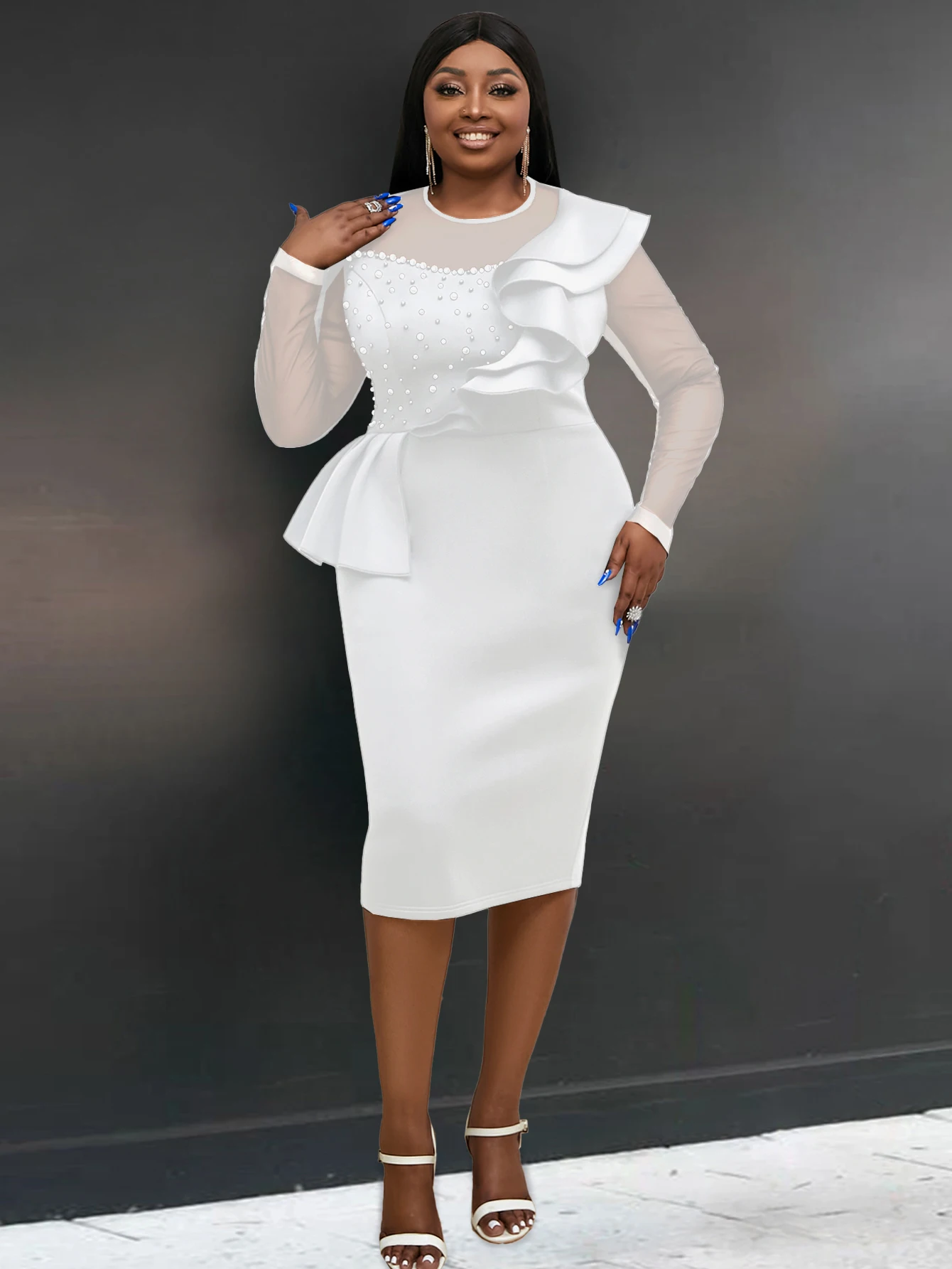 plus size all white peplum dress Poised Peplum Plus Size Wedding Gown