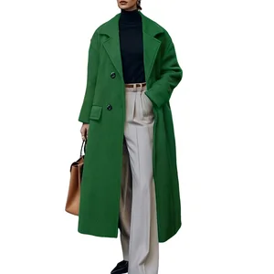 2026 New Fall/Winter Women's Long Coat with Single Buttons Solid Color Loose Fit Plus Size Thick-Warm Windbreaker Coat