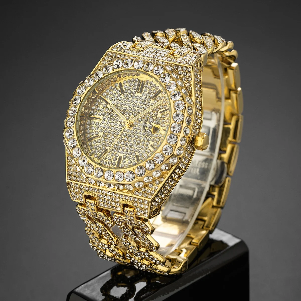 Iced Out Watch Men - Luxury Quartz Date Bling Starry Sky