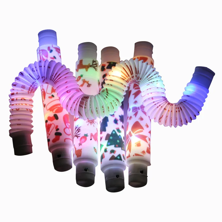 Рождественские пластиковые игрушки-антистресс для детей и взрослых сенсорные инструменты праздничные антистресс светодиодные трубки с подсветкой