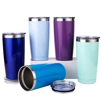 20oz Gradient Color Double Wall Insulated Coffee Mug Metal Thermal Vacuum Travel Mugs With Lid