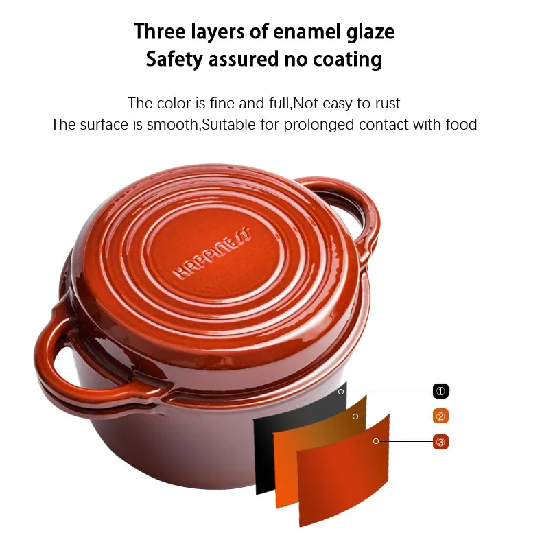 Deepen Large Capacity Enamel Pot Quart Enameled Cast Iron Dutch Oven