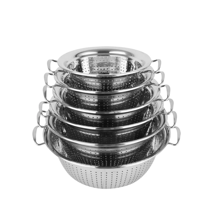 Stainless Steel Colander Kitchen Rice Strainer Pasta Basket Cooking Fruit Colander_5