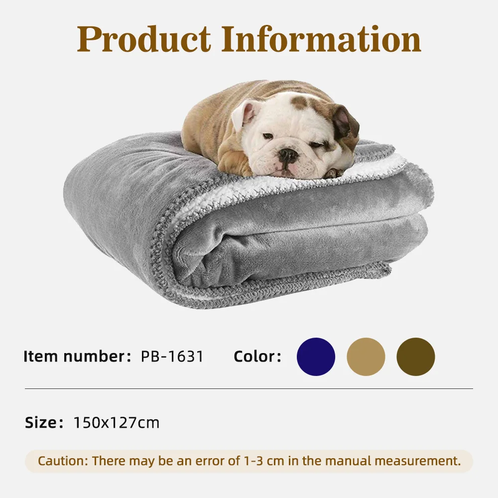 Wholesale Small-Medium Dogs Sleeping Blankets 100*75cm Solid Plush War - product detail 4