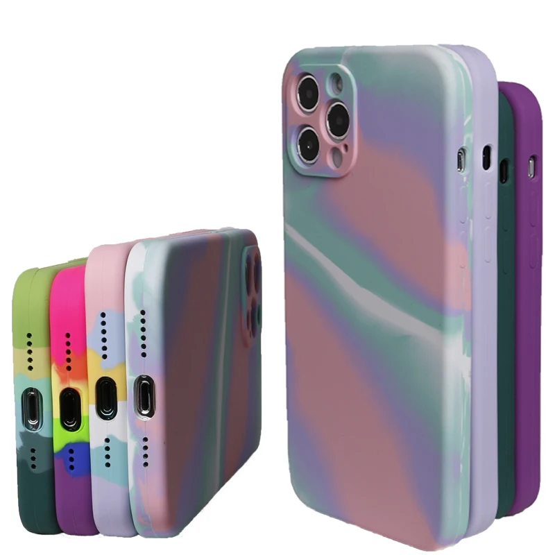 Yesunktt Funda Protectora De Silicona Líquida Personalizada Para IPhone 14 Plus, Diseño De Rayas De Arco Iris, Degradado, Colorido, Para Niñas, Mujeres, Hombres, Rojo