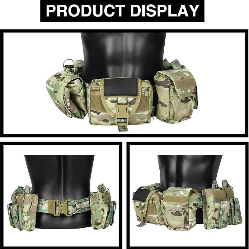 Heavy Duty High Density Durable Hunting Material Tactical Belt with Pouches Duty Belts Outdoor Work Wear-resistant Belts