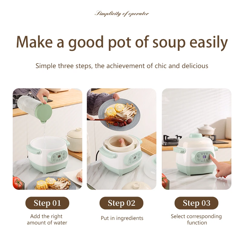 Custom logo Multifunction Baby Porridge Soup Automatic Cooker Portable Electric Slow Cooker for Home