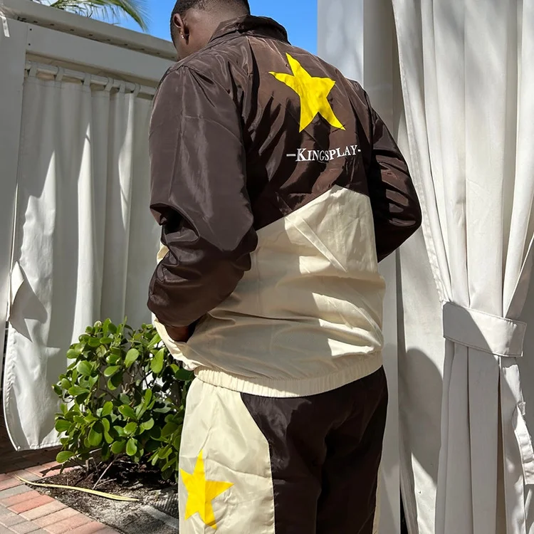 Custom Nylon Polyester Windbreaker Two Piece Jacket Short Set Men For