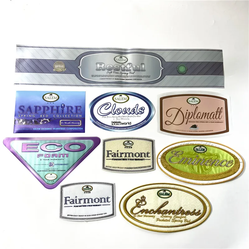 Custom Mattress-Label-Design Adhesive Mattress Label Supplier Corner Label Tag Bed Sticker