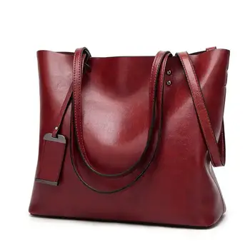 Women's Bag Fashionable Oil Leather Fashionable Arabian Style Women's Shoulder Bag Large Capacity