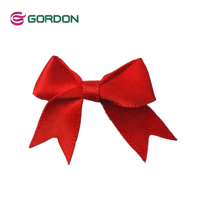 Custom Good Quality pink Color Pre Made Mini Satin Ribbon Bow