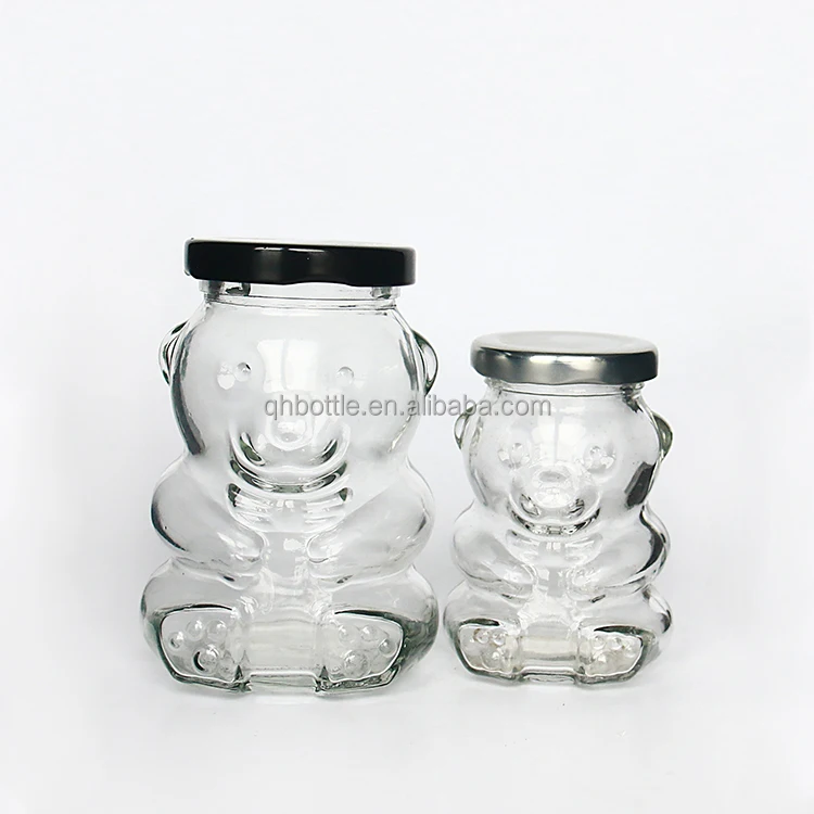 clear cute bear shape glass jar