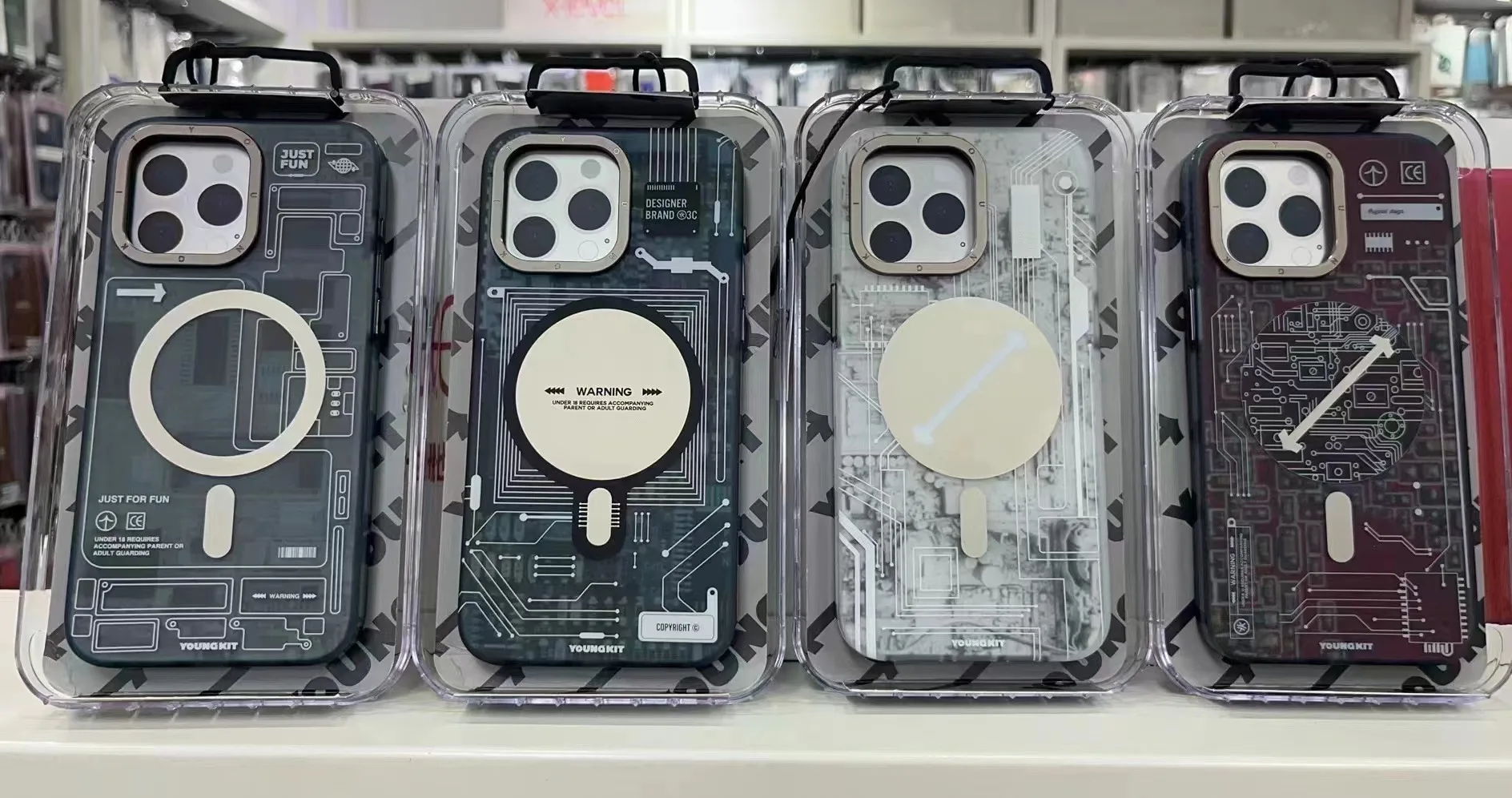 YoungKit Protective Case for iPhone 15 Magnetic Circuit Board Design Mobile Phone Case