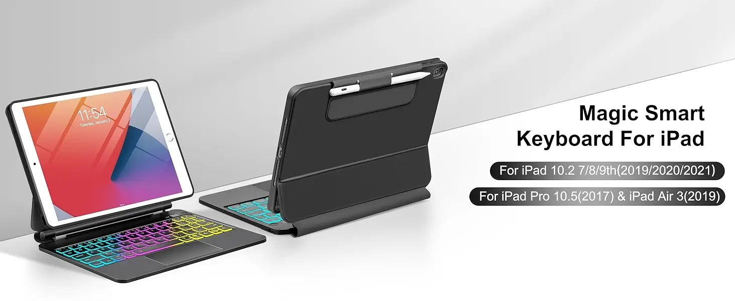 7th gen keyboard case with trackpad rgb backlit keys  cantilever magnetic stand-3