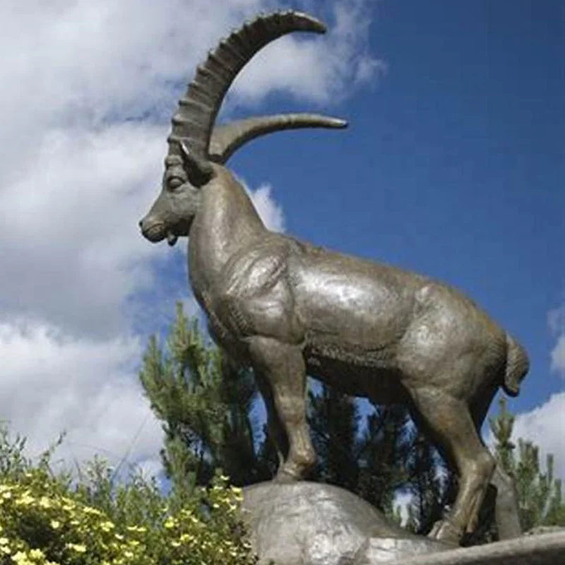 Life Size Bronze Ibex Statue Customized Outdoor Landscape Garden Bronze Goat Sheep Sculpture