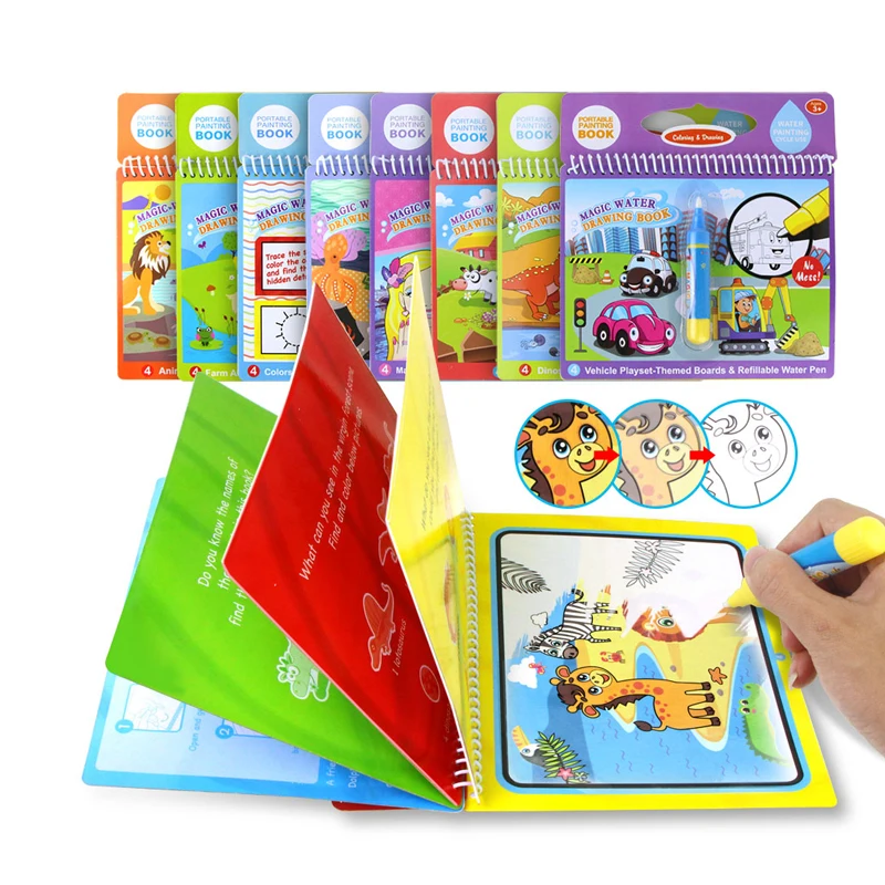 Colourful Magic Water Drawing Book Writing Doodle Book with Magic Pen