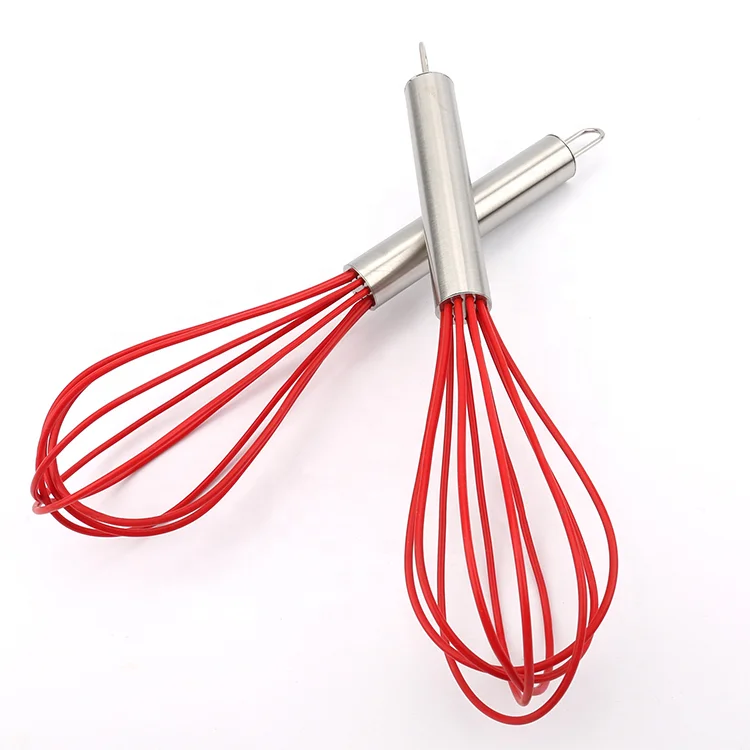 Dropship Egg Beater Manual Hand Mixer Red Stainless Steel Wire