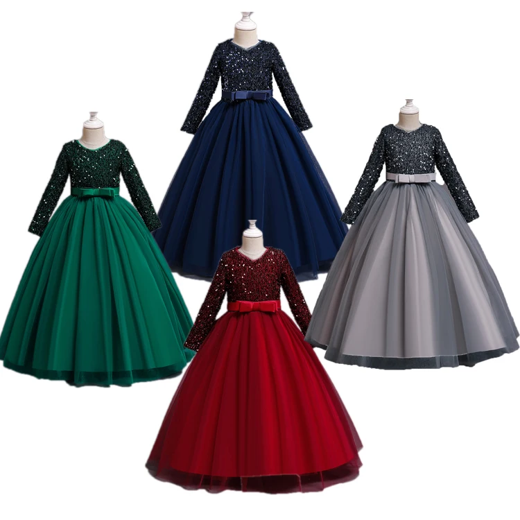 4-12 Years Flower Lace Dress Girls Clothes Princess Party Pageant Long Gown  Kids Dresses for Girls Wedding Evening Clothing