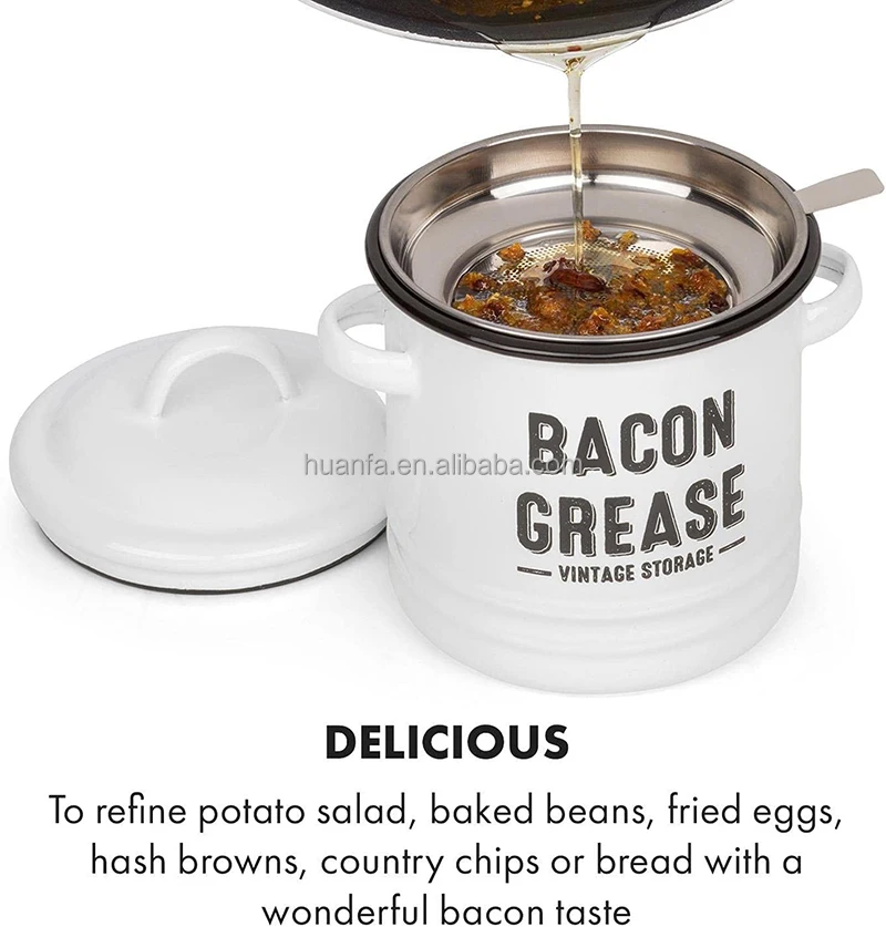 2023 Functional Bacon Grease Container With Mesh Strainer,Cooking Oil
