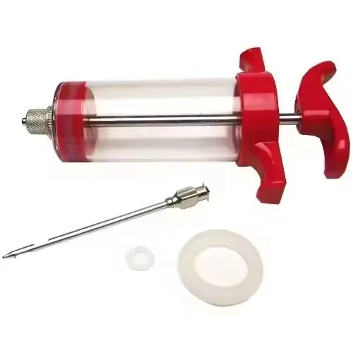 Meat Injector. Food Flavor Injection Syringe for Smoked BBQ Marinades and Meat Seasoning. 2 Needles for Pork Butt, Beef, Turkey
