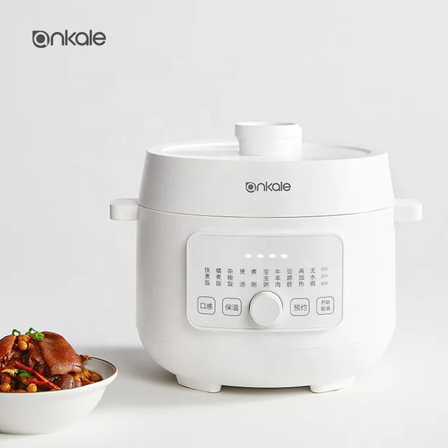 Ankale New Arrival Home Appliances 2L White Electric Pressure Cooker Touchscreen Design Multifunctional Rice Cooker