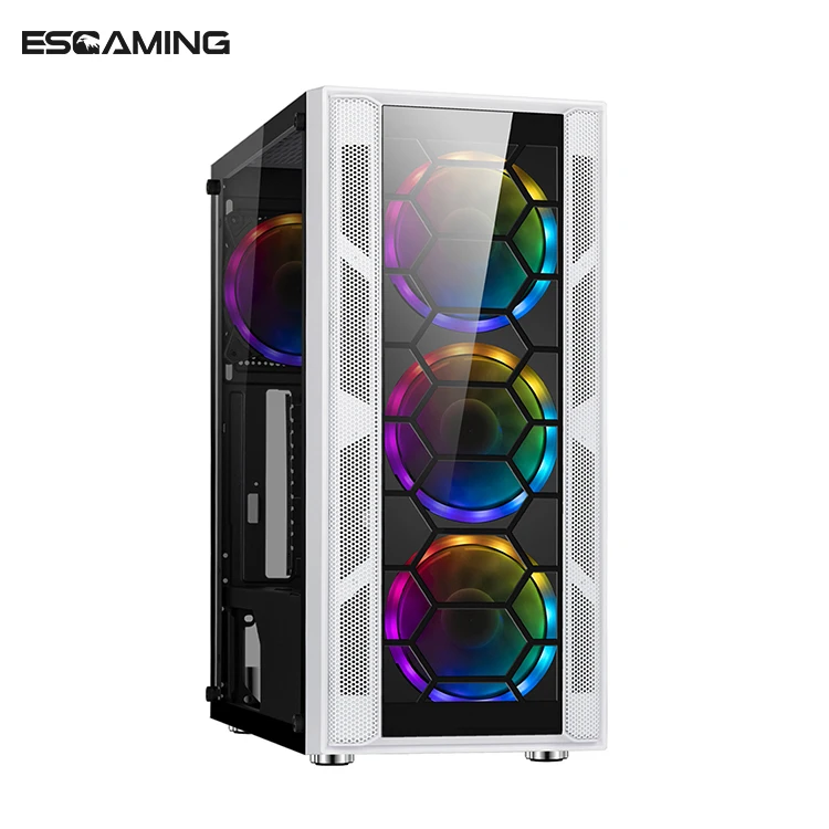 Оптовая продажа заказной прозрачный белый atx pc чехол с RGB светом