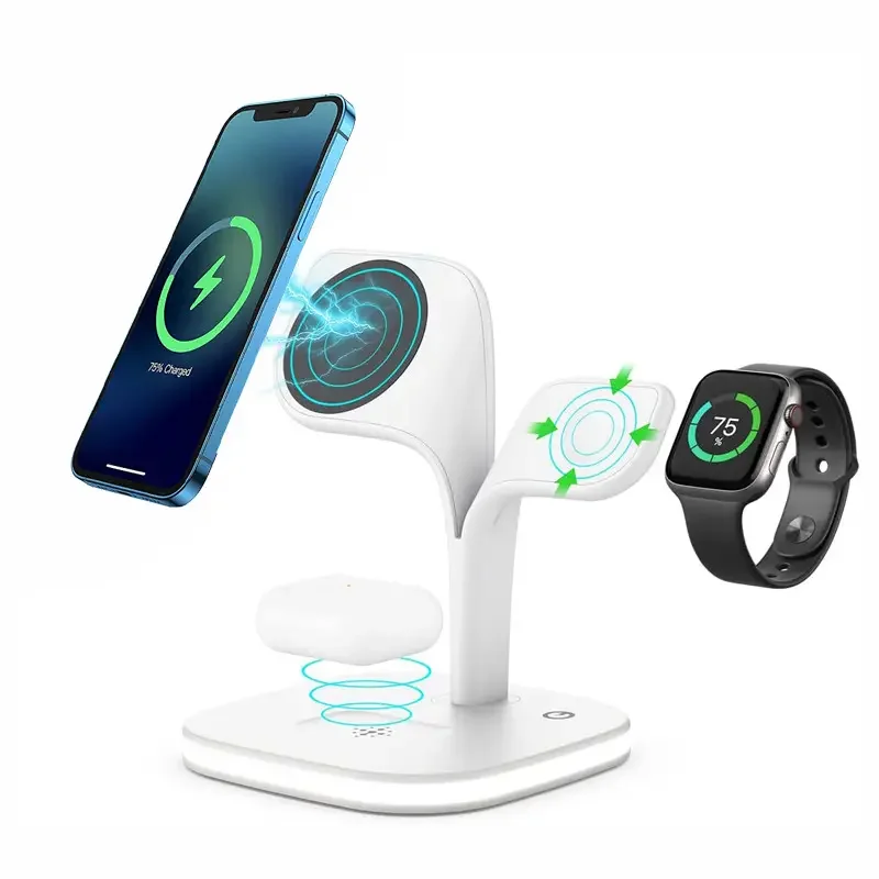 High Quality Adjust Led Light Wireless Charger Phone Holder Magnetic Desktop Station 15W 10W PD Charge Stand With USB Port