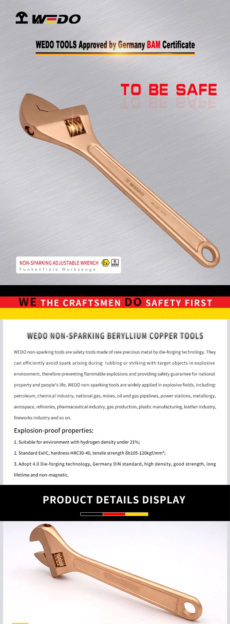 WEDO Non Sparking Aluiniu Bronze Axe Firean Ba/F/GS Certified