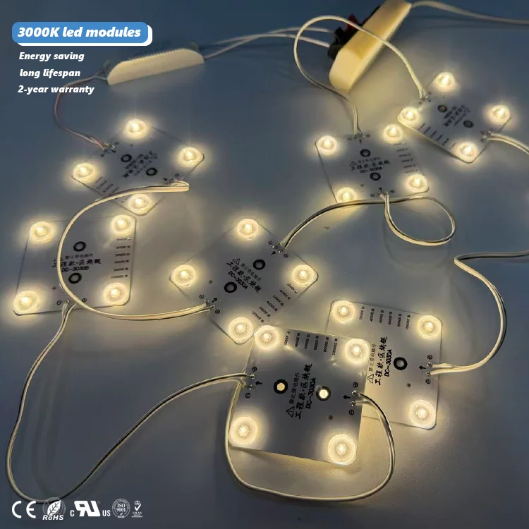 220V Highlight Diffuse 32W/set 4W/piece LED 4 Lenses Warm White 3000K Square Modules LED Block Chain for Room Ceiling Decoration