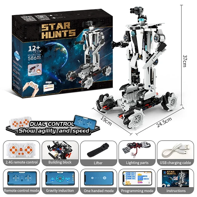 586 Pcs  Rc Toys Building Block Sets Dual Control StemToy Robots Program Robotic Switch Mobile Phone Control App Toy for Boys