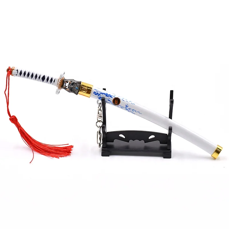 Wholesale 22cm Anime Sword Keychains Mini Japanese Katana Key Chain Sword  Model Keyring Pendant with Ejection Sheath